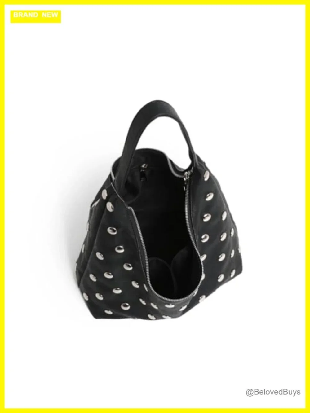 Studded Hobo Bag Soft Vegan Leather Shoulder Handbag Slouchy Tote